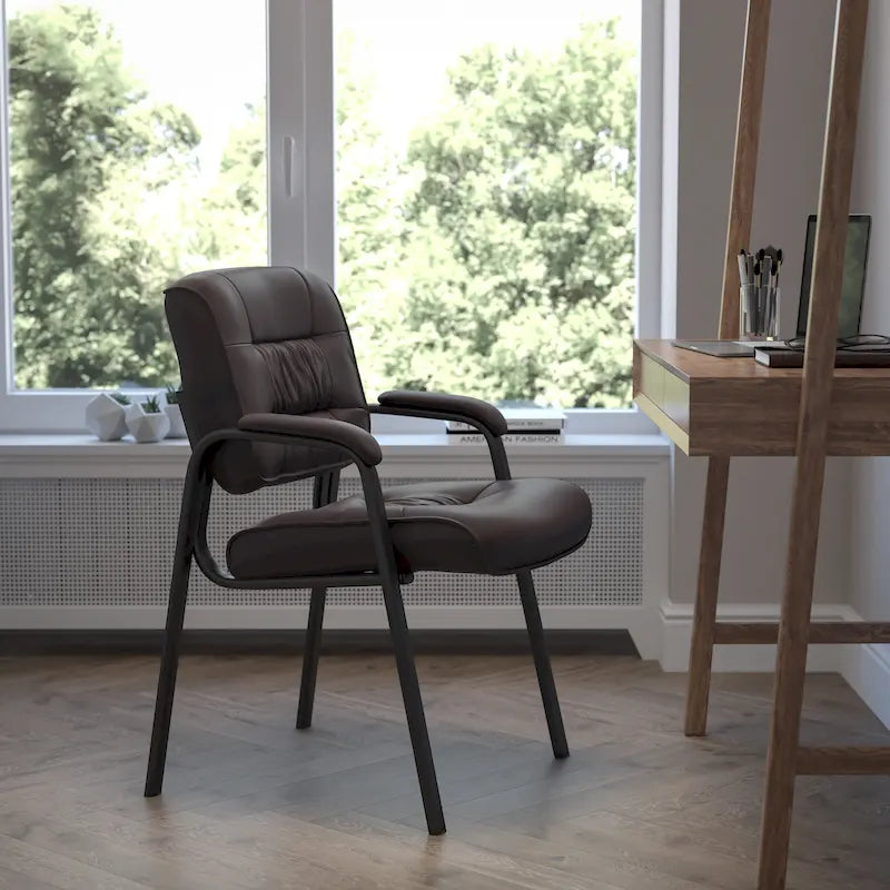 Upholstered Tufted Reception Chair with Padded Arms