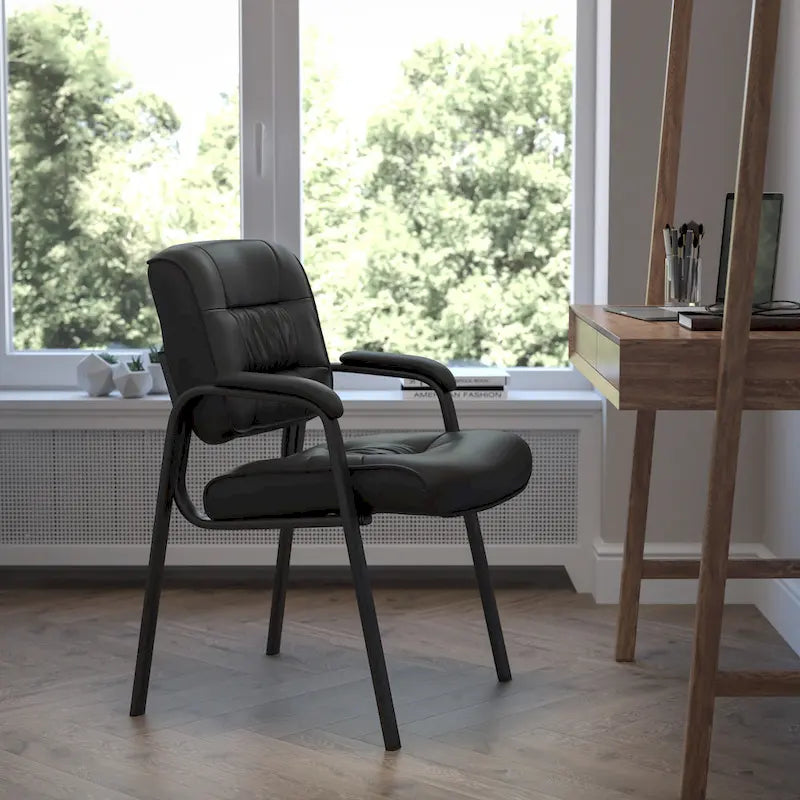 Upholstered Tufted Reception Chair with Padded Arms