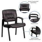 Upholstered Tufted Reception Chair with Padded Arms
