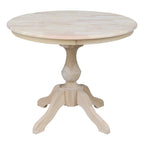 36 Round Top Pedestal Dining Table - Unfinished