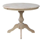 36" Round Solid Wood Pedestal Dining Table - Unfinished