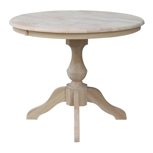 36" Round Solid Wood Pedestal Dining Table - Unfinished