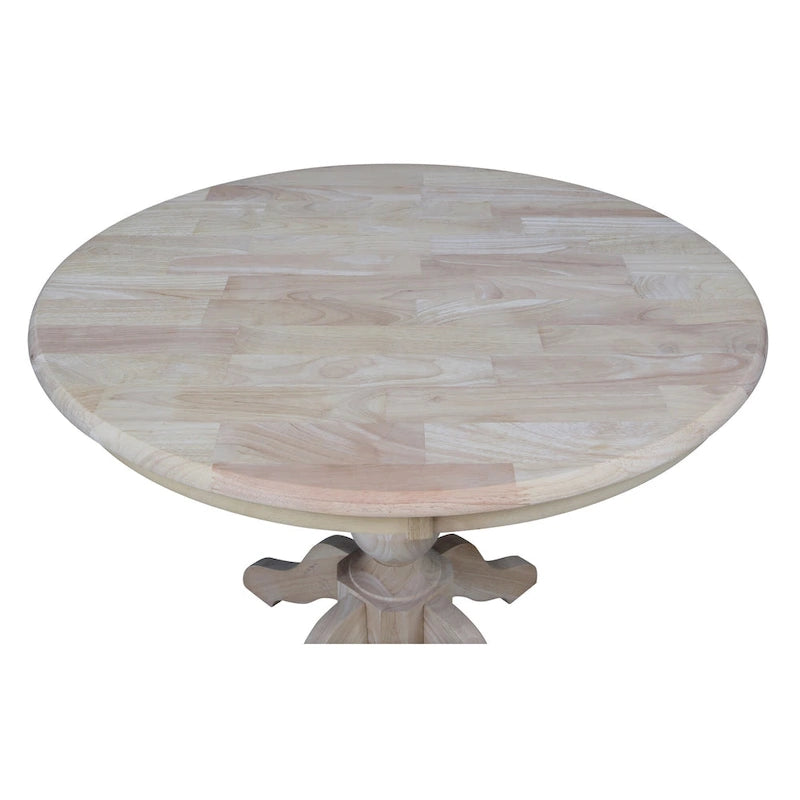 36" Round Solid Wood Pedestal Dining Table - Unfinished