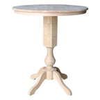 36" Round Solid Wood Pedestal Dining Table - Unfinished
