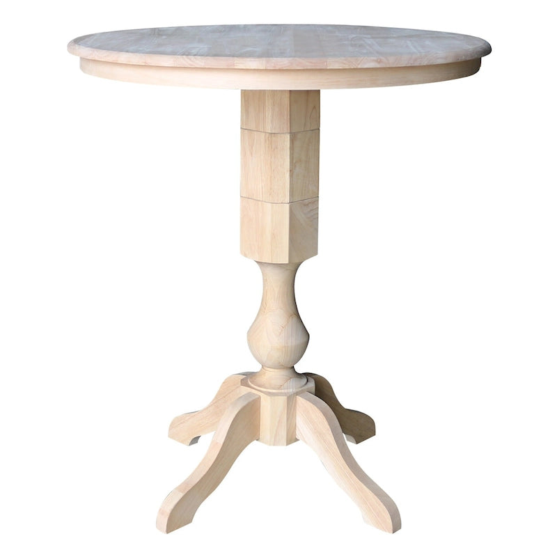 36" Round Solid Wood Pedestal Dining Table - Unfinished