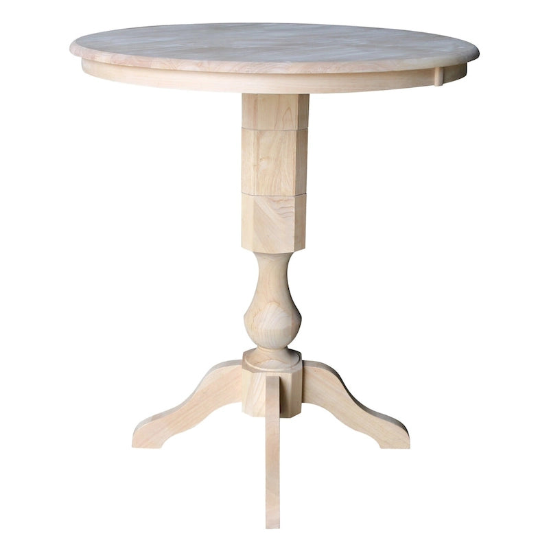 36" Round Solid Wood Pedestal Dining Table - Unfinished