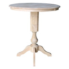 36" Round Solid Wood Pedestal Dining Table - Unfinished