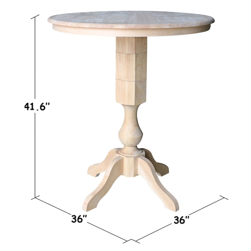 36" Round Solid Wood Pedestal Dining Table - Unfinished