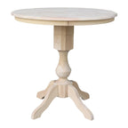 36" Round Solid Wood Pedestal Dining Table - Unfinished