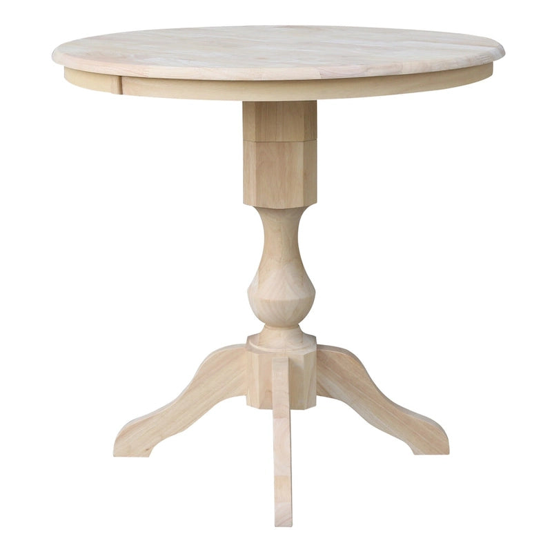 36" Round Solid Wood Pedestal Dining Table - Unfinished