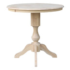 36" Round Solid Wood Pedestal Dining Table - Unfinished