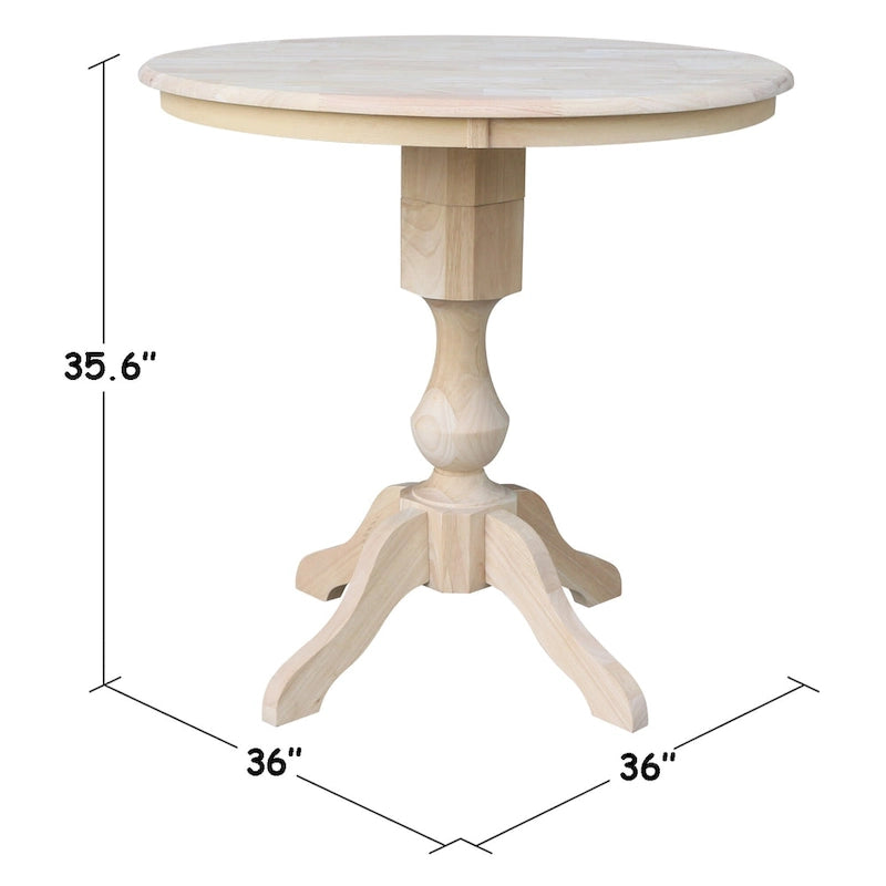 36" Round Solid Wood Pedestal Dining Table - Unfinished