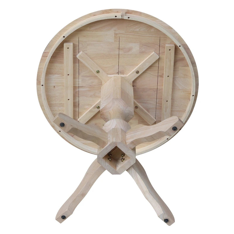36" Round Solid Wood Pedestal Dining Table - Unfinished