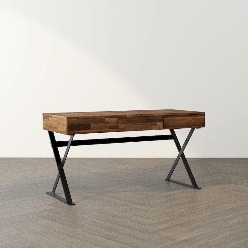 Industrial Black 59-Inch Metal Computer Desk with USB Port