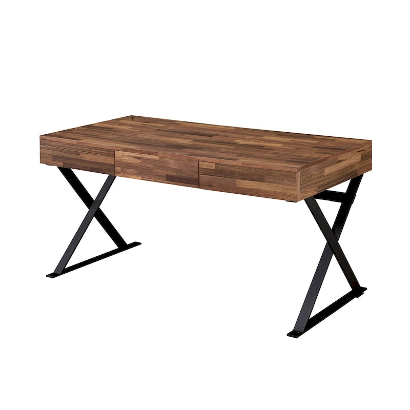 Industrial Black 59-Inch Metal Computer Desk with USB Port