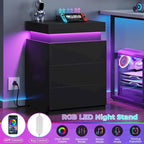 Nachttisch mit Ladestation und LED-Beleuchtung