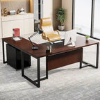 70.8 Inch L-Shaped Desk with Mobile File Cabinet