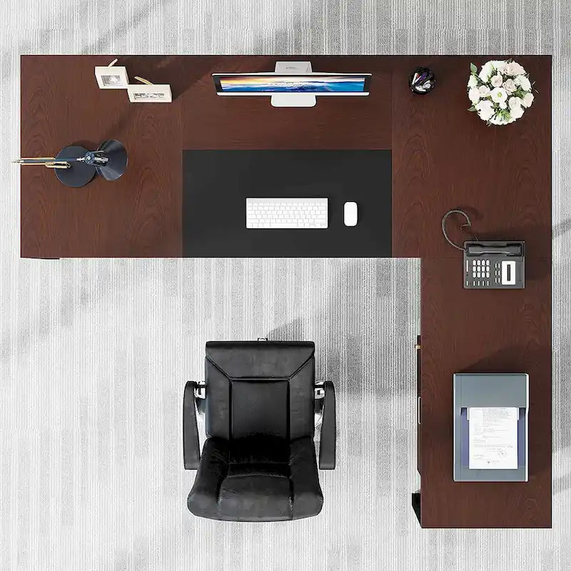 70.8 Inch L-Shaped Desk with Mobile File Cabinet