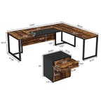70.8 Inch L-Shaped Desk with Mobile File Cabinet