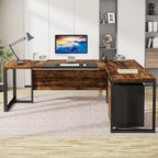 70.8 Inch L-Shaped Desk with Mobile File Cabinet
