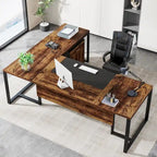 70.8 Inch L-Shaped Desk with Mobile File Cabinet