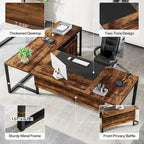 70.8 Inch L-Shaped Desk with Mobile File Cabinet