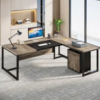 70.8 Inch L-Shaped Desk with Mobile File Cabinet