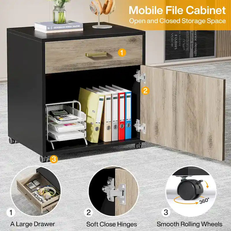 70.8 Inch L-Shaped Desk with Mobile File Cabinet