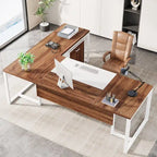 70.8 Inch L-Shaped Desk with Mobile File Cabinet