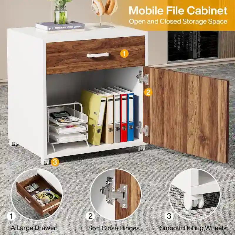 70.8 Inch L-Shaped Desk with Mobile File Cabinet