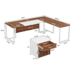 70.8 Inch L-Shaped Desk with Mobile File Cabinet