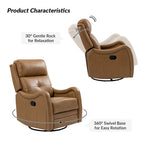 Genuine Leather Swivel Rocker Recliner with Nailhead Trims, Set of 2