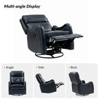 Genuine Leather Swivel Rocker Recliner with Nailhead Trims, Set of 2
