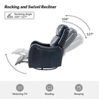 Genuine Leather Swivel Rocker Recliner with Nailhead Trims, Set of 2