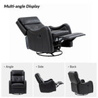 Genuine Leather Swivel Rocker Recliner with Nailhead Trims, Set of 2