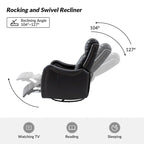 Genuine Leather Swivel Rocker Recliner with Nailhead Trims, Set of 2