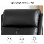 Genuine Leather Swivel Rocker Recliner with Nailhead Trims, Set of 2