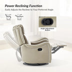 Genuine Leather Swivel Rocker Recliner with Nailhead Trims, Set of 2