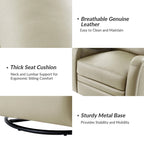 Genuine Leather Swivel Rocker Recliner with Nailhead Trims, Set of 2