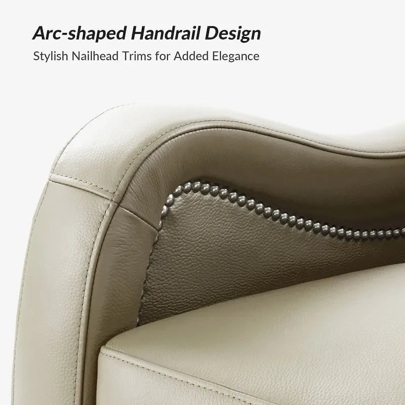 Genuine Leather Swivel Rocker Recliner with Nailhead Trims, Set of 2