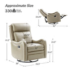 Genuine Leather Swivel Rocker Recliner with Nailhead Trims, Set of 2
