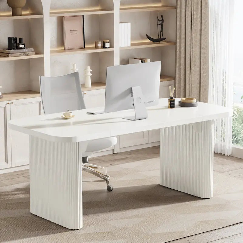 63-Inch Computer Desk with Lower Shelf