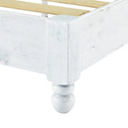 Solid Pine Wood 12-Slat Platform Bed Frame, Whitewashed, King