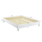 Solid Pine Wood 12-Slat Platform Bed Frame, Whitewashed, King