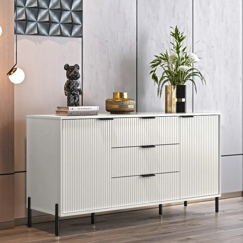 58-Inch Storage Cabinet Dresser with Adjustable Shelf