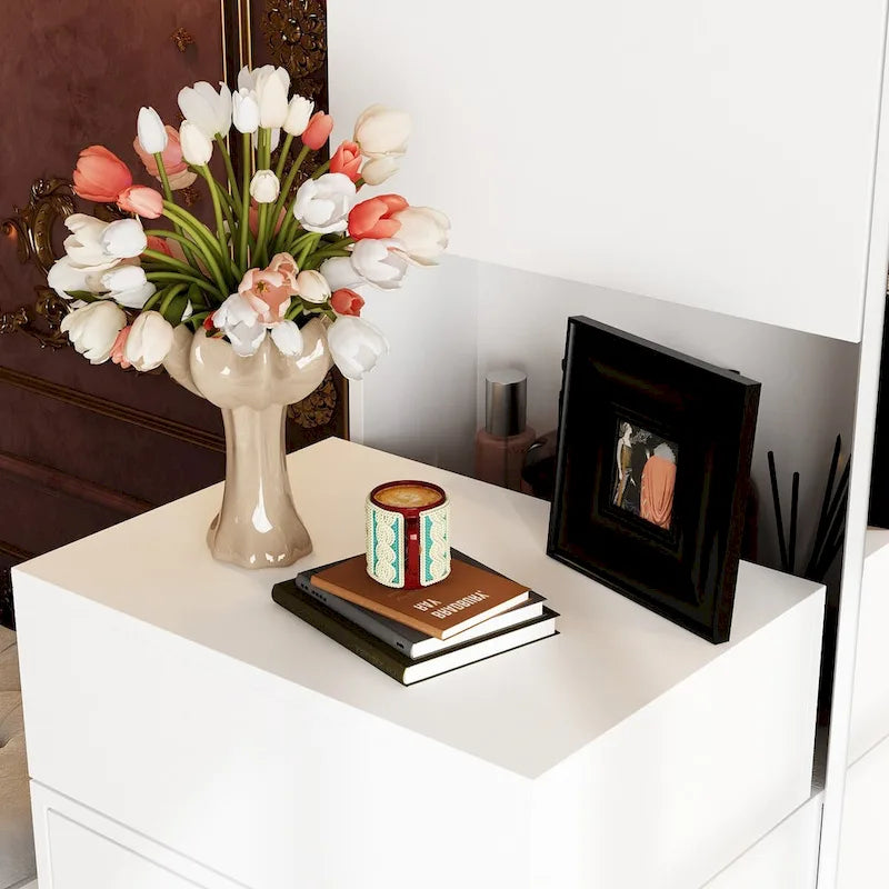 LED-Lit Vanity Dressing Cabinet with Full-Length Mirror