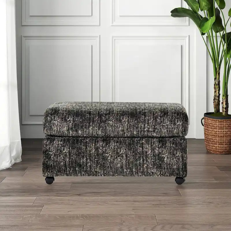 Living Room Ottoman with Casters, Parchment