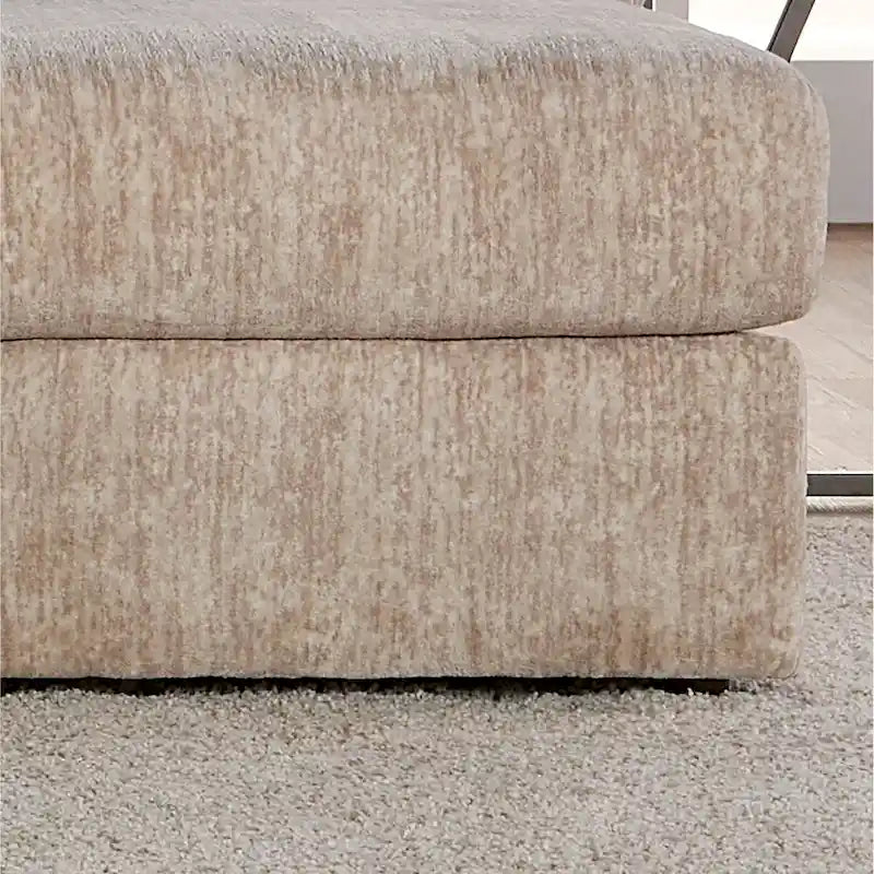 Living Room Ottoman with Casters, Parchment