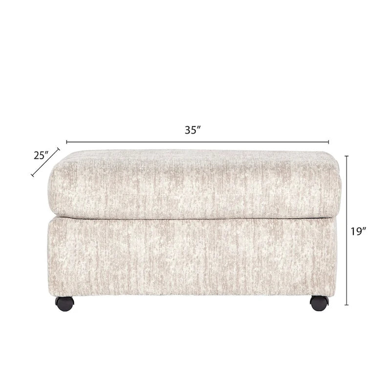 Living Room Ottoman with Casters, Parchment