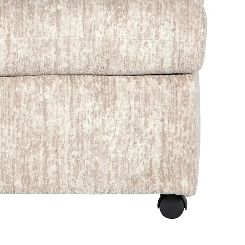 Living Room Ottoman with Casters, Parchment